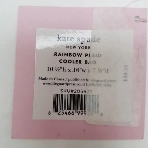 NWT Kate Spade Cooler Bag Rainbow Plaid - Picture 7 of 12